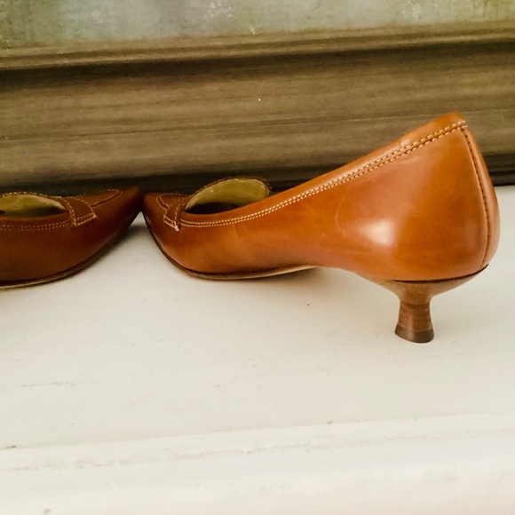 Vintage Joan & David Kitten Heels Circa Point Toe Pumps Brown Leather Size 6.5 - Picture 9 of 15